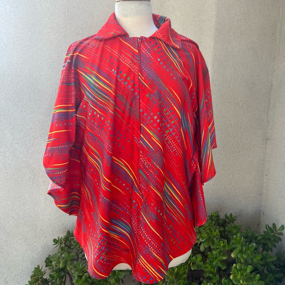 Vintage poncho style top zipper polyester Sz S/M by Jaylan of California